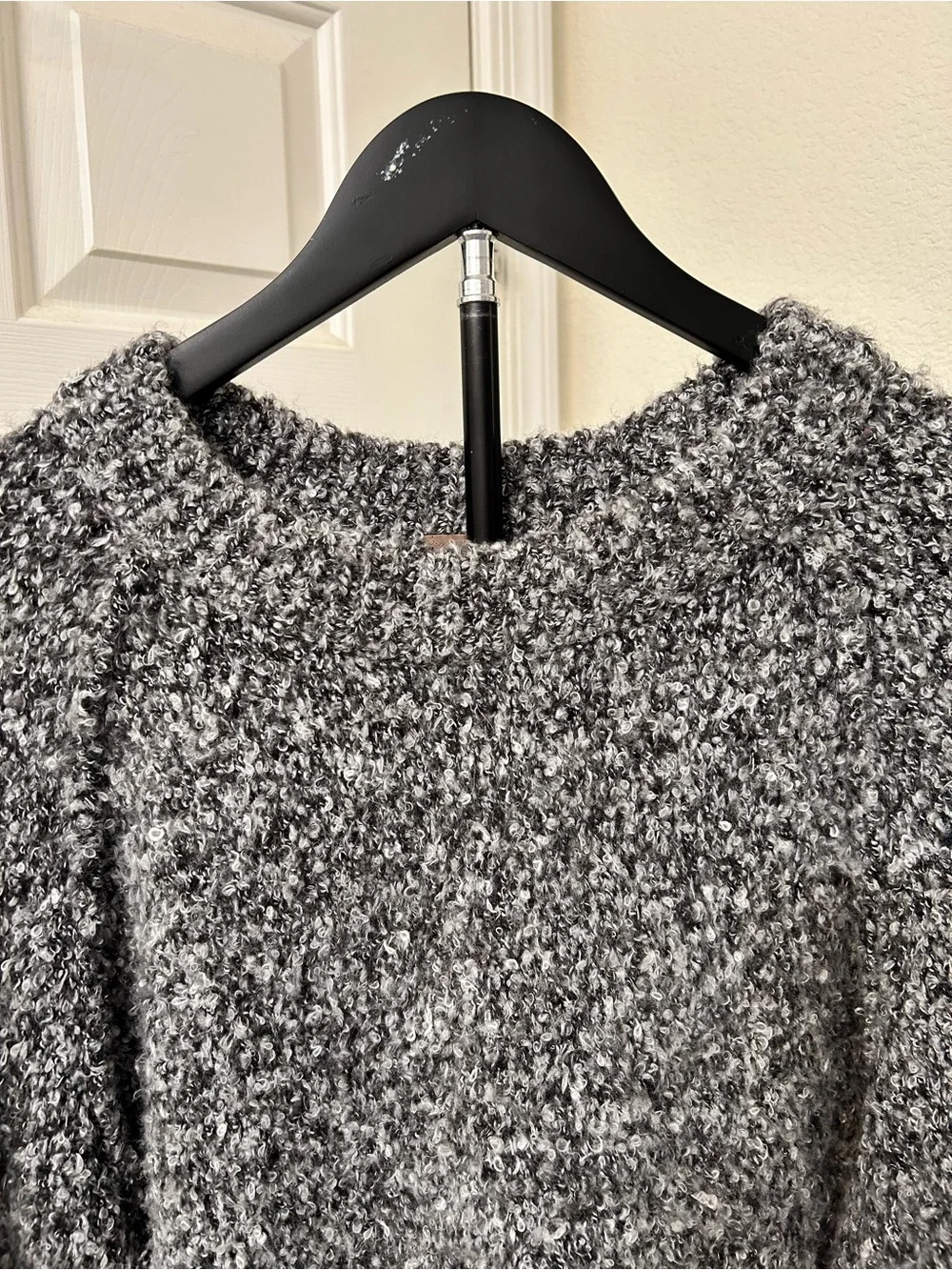 Free People Charcoal Bouclé Crew Sweater